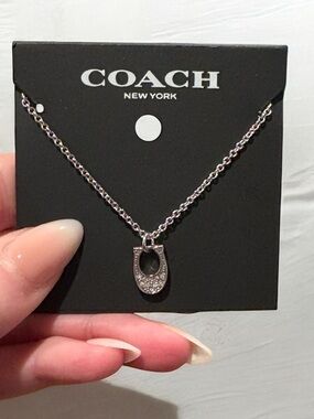 Coach Silver-tone Crystal Signature Pendant Necklace